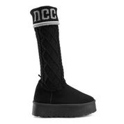 Knit-Cuff Tall Cozy Boot - Black