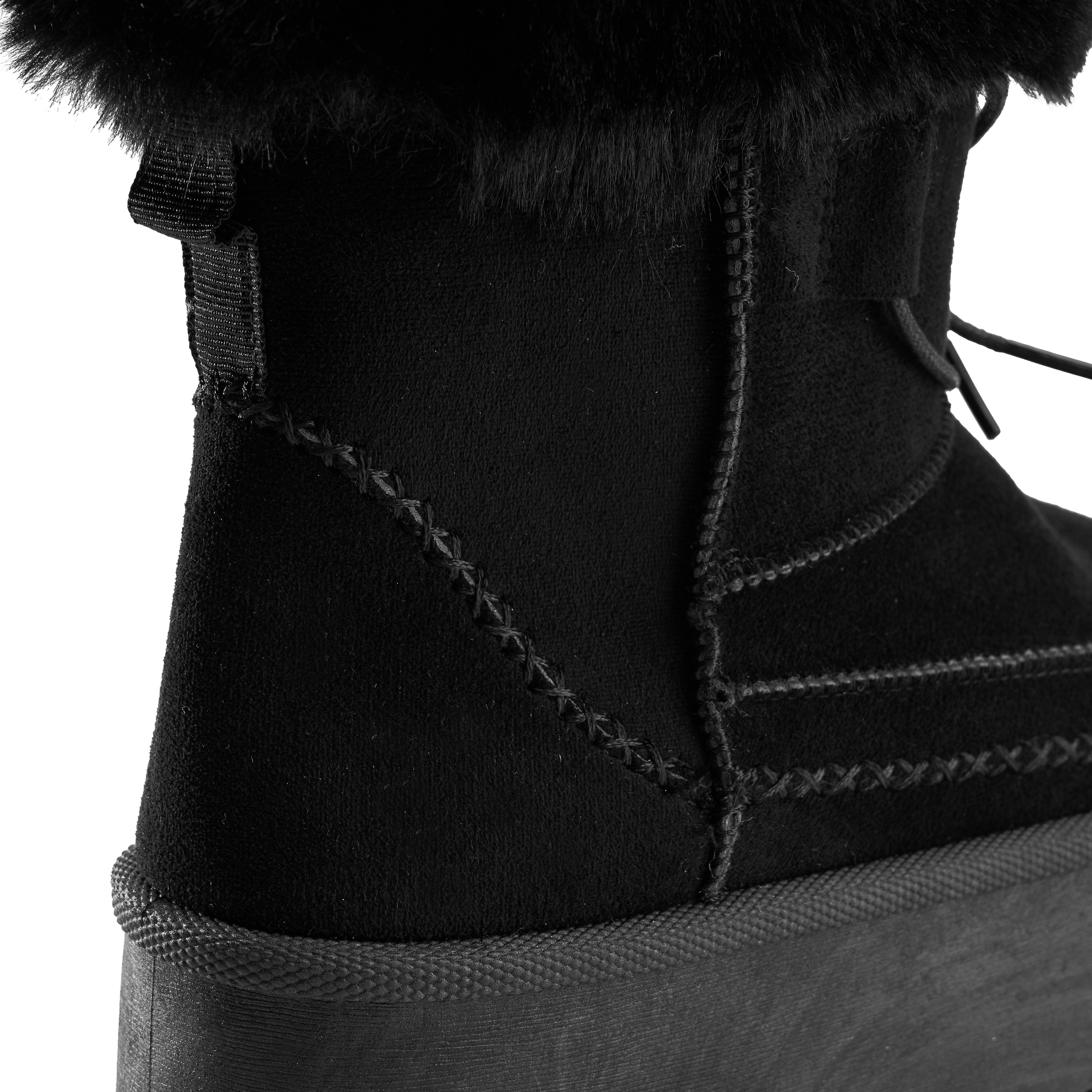 Fur-Top Cozy Platform Boot - Black