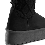 Knit-Cuff Tall Cozy Boot - Black