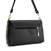 Classic Circle-Clasp Shoulder Bag - Black