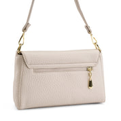 Classic Circle-Clasp Shoulder Bag - Beige