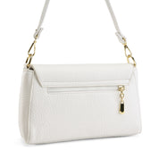Classic Circle-Clasp Shoulder Bag - White
