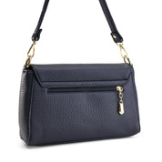 Classic Circle-Clasp Shoulder Bag - Dark Blue