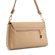 Classic Circle-Clasp Shoulder Bag - Cafe