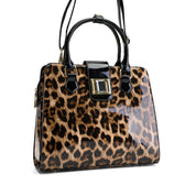 Glossy Buckle Structured Tote