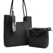 2-in-1 Textured Tote Set - Black