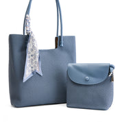 2-in-1 Textured Tote Set - Blue