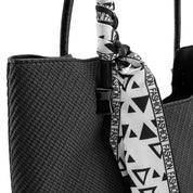 2-in-1 Textured Tote Set - Black