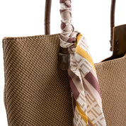 2-in-1 Textured Tote Set - Brown