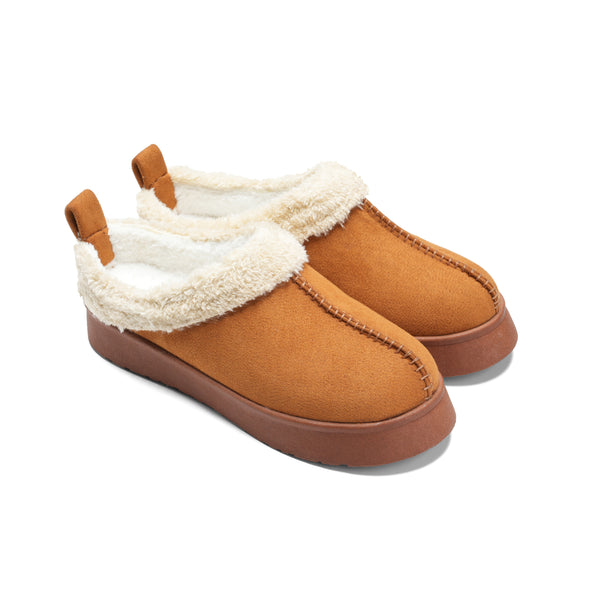 Warm Winter Clogs with Adjustable Straps - Camel