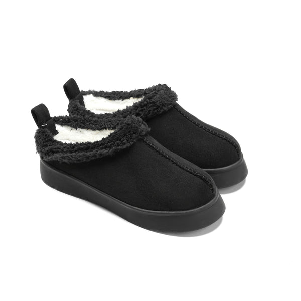 Warm Winter Clogs with Adjustable Straps - Black