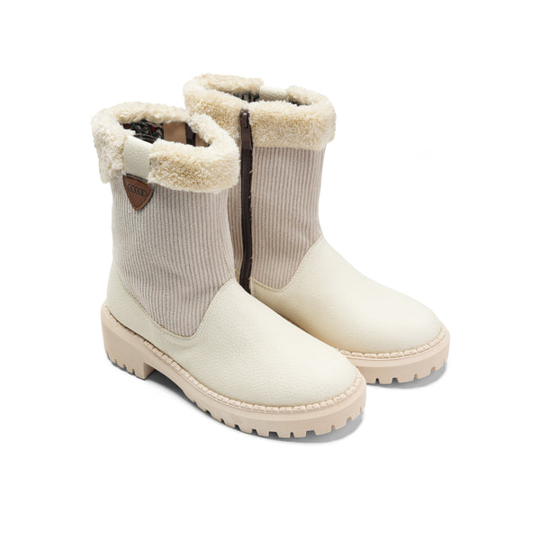 Classic Faux Fur-Lined Winter Boots- Beige