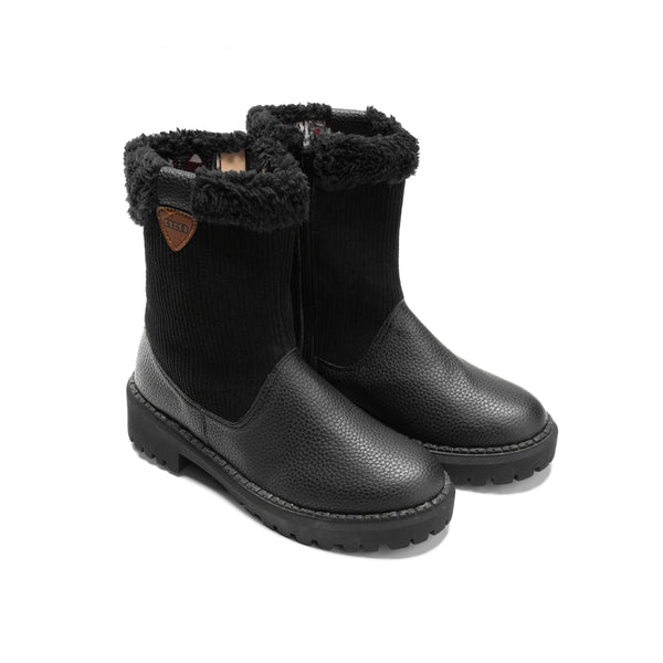 Classic Faux Fur-Lined Winter Boots - Black