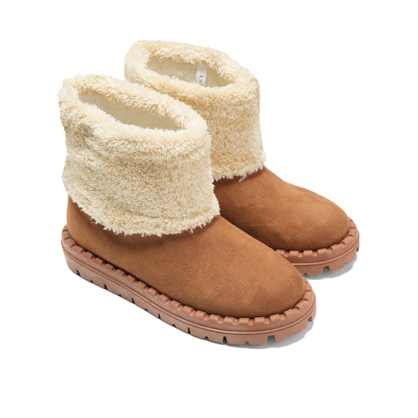 Fold-Over Sherpa-Lined Winter Boots - Camel