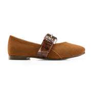 Suede-Look Buckle Detail Flats - Havan