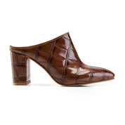 Glossy Croc-Pointed Mule - Havan
