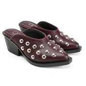 Riviera Stud Mules - Maroon