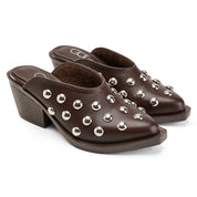 Riviera Stud Mules - Brown