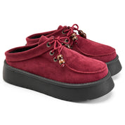 Beaded Moc-Toe Clogs - Maroon