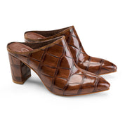 Glossy Croc-Pointed Mule - Havan