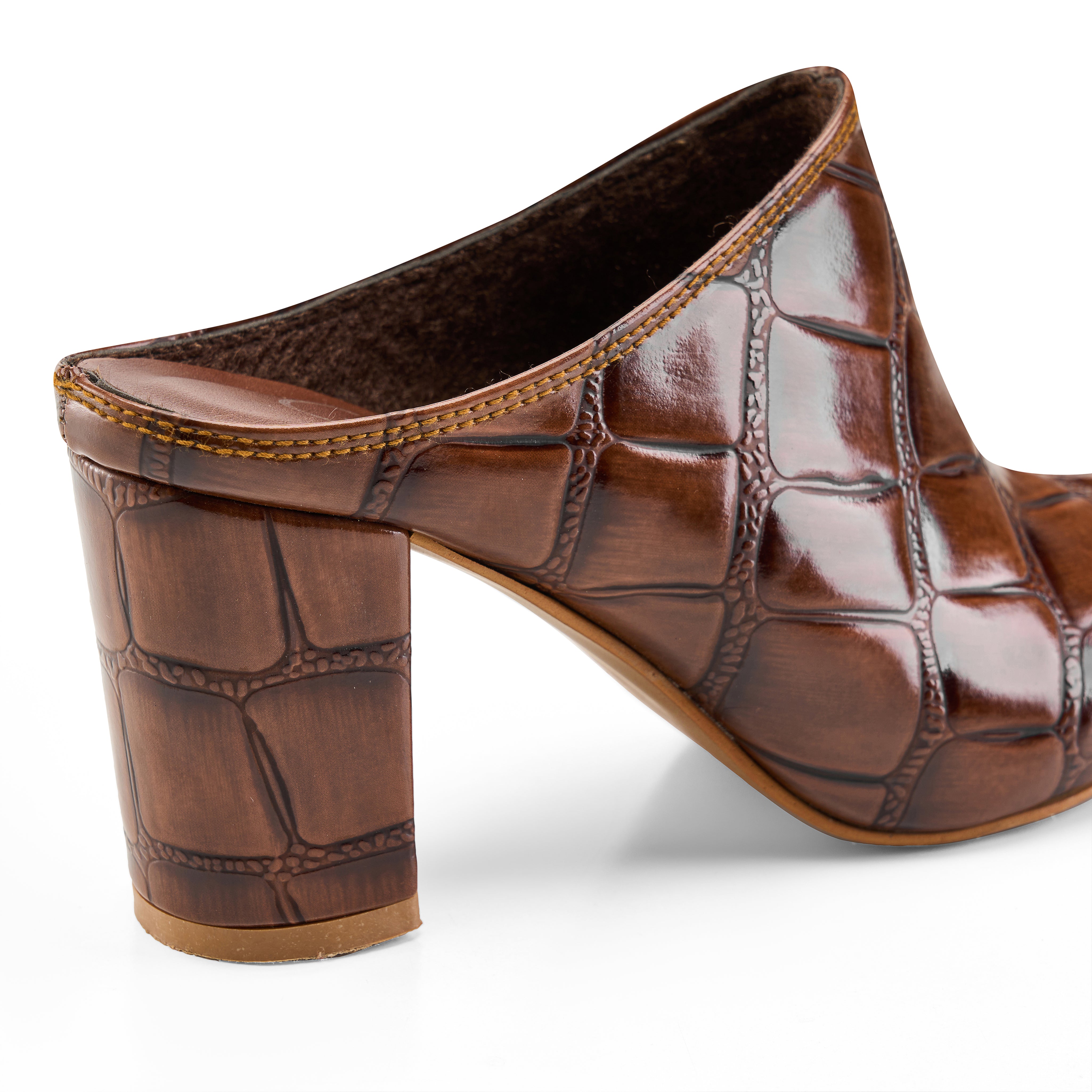 Glossy Croc-Pointed Mule - Havan
