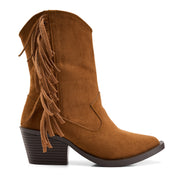 Suede-Finish Fringed Cowboy Boots - Havan