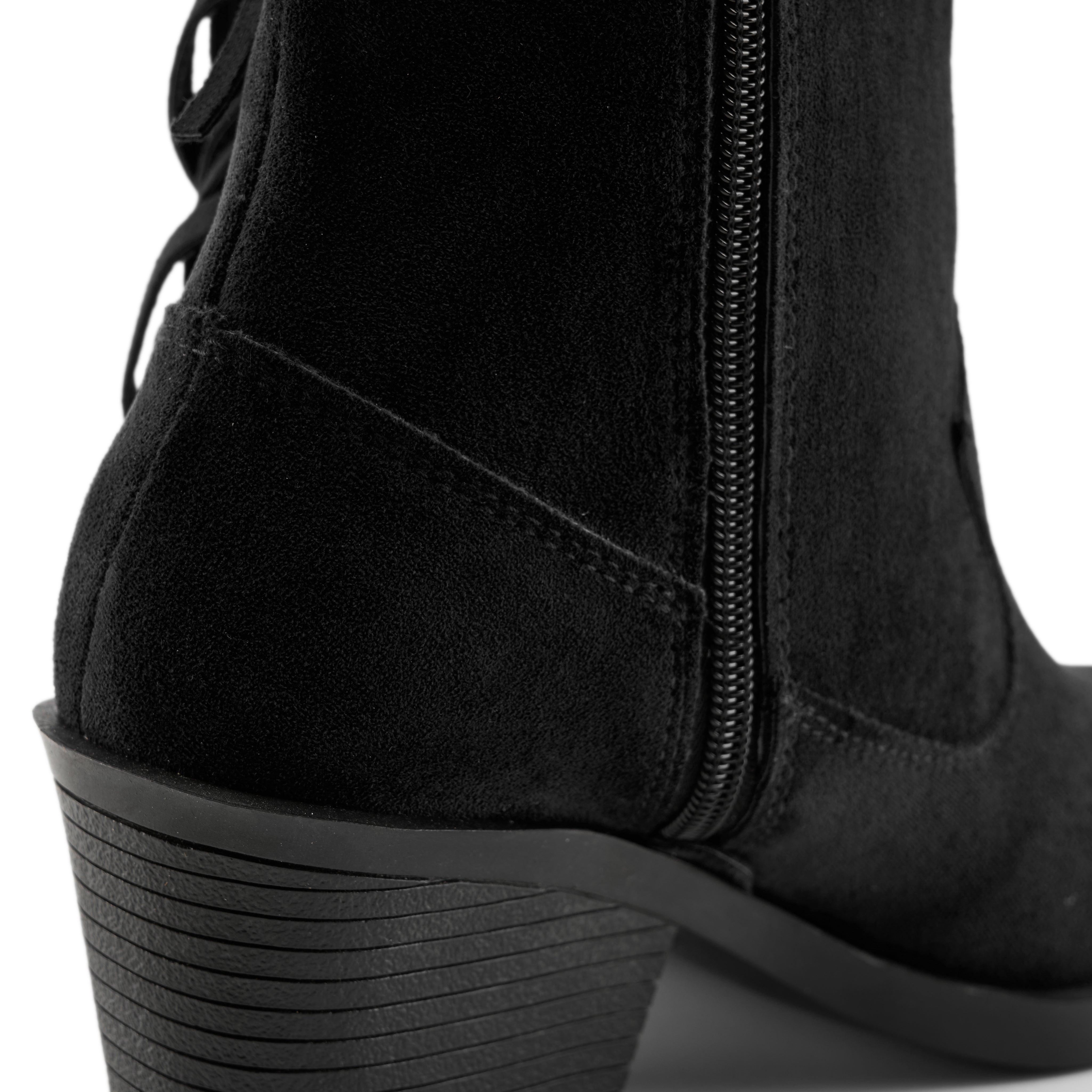 Suede-Finish Fringed Cowboy Boots - Black