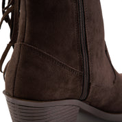 Suede-Finish Fringed Cowboy Boots - Brown