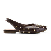 Studded Slingback Flats - Brown