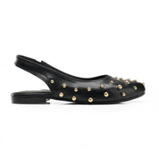Studded Slingback Flats - Black