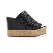 Crisscross Espadrille Wedges - Black