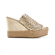 Crisscross Espadrille Wedges - Gold