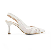 Lace Slingback Heels - White