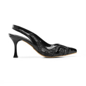 Lace Slingback Heels - Black