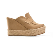 Suede Espadrille Mules - Cafe