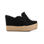 Suede Espadrille Mules - Black