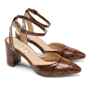 Croc-Effect Pointed Heels - Havan