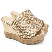 Crisscross Espadrille Wedges - Gold
