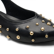 Studded Slingback Flats - Black