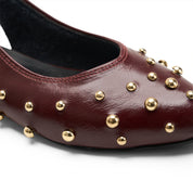 Studded Slingback Flats - Maroon