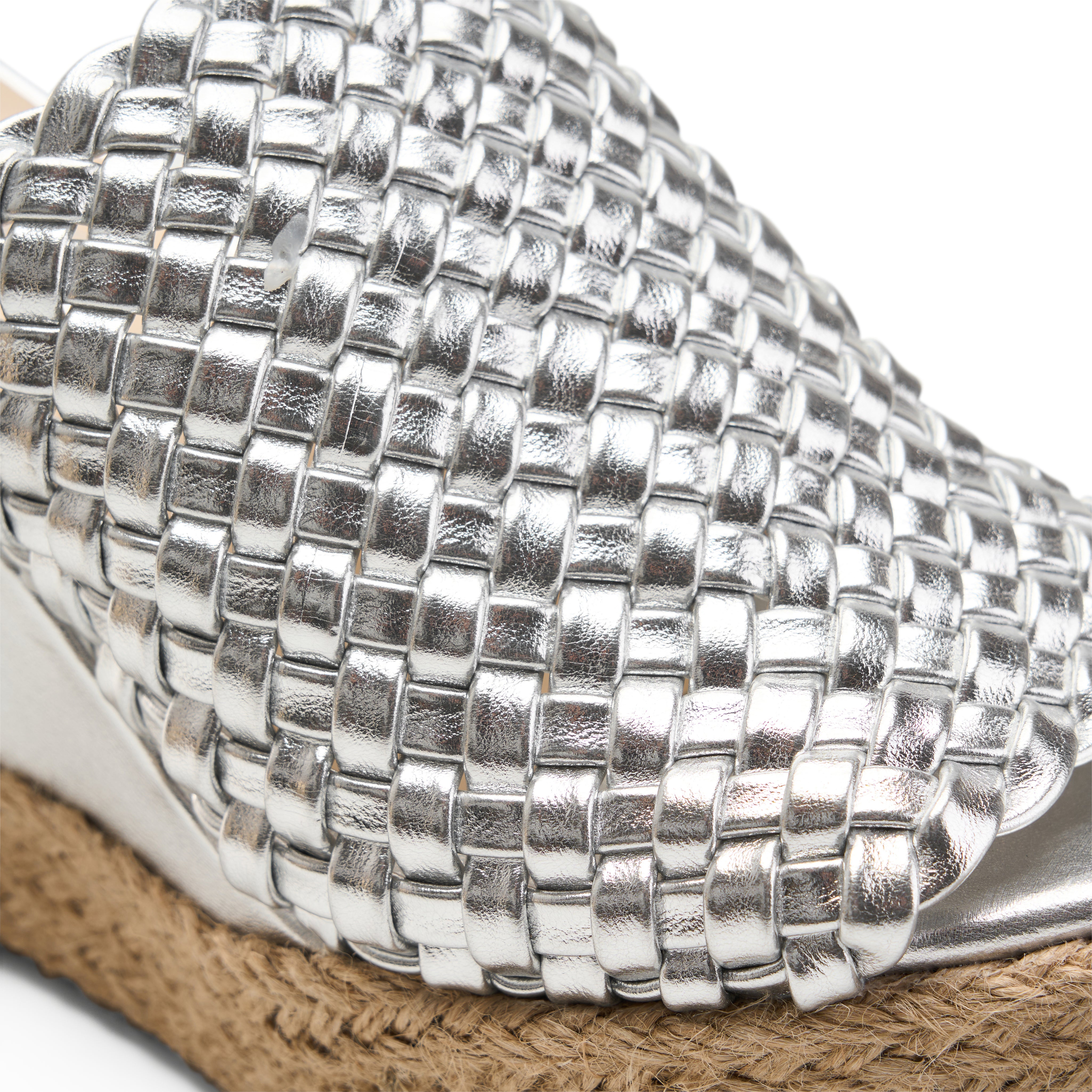 Crisscross Espadrille Wedges - Silver