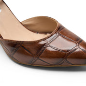 Croc-Effect Pointed Heels - Havan