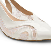 Lace Slingback Heels - White