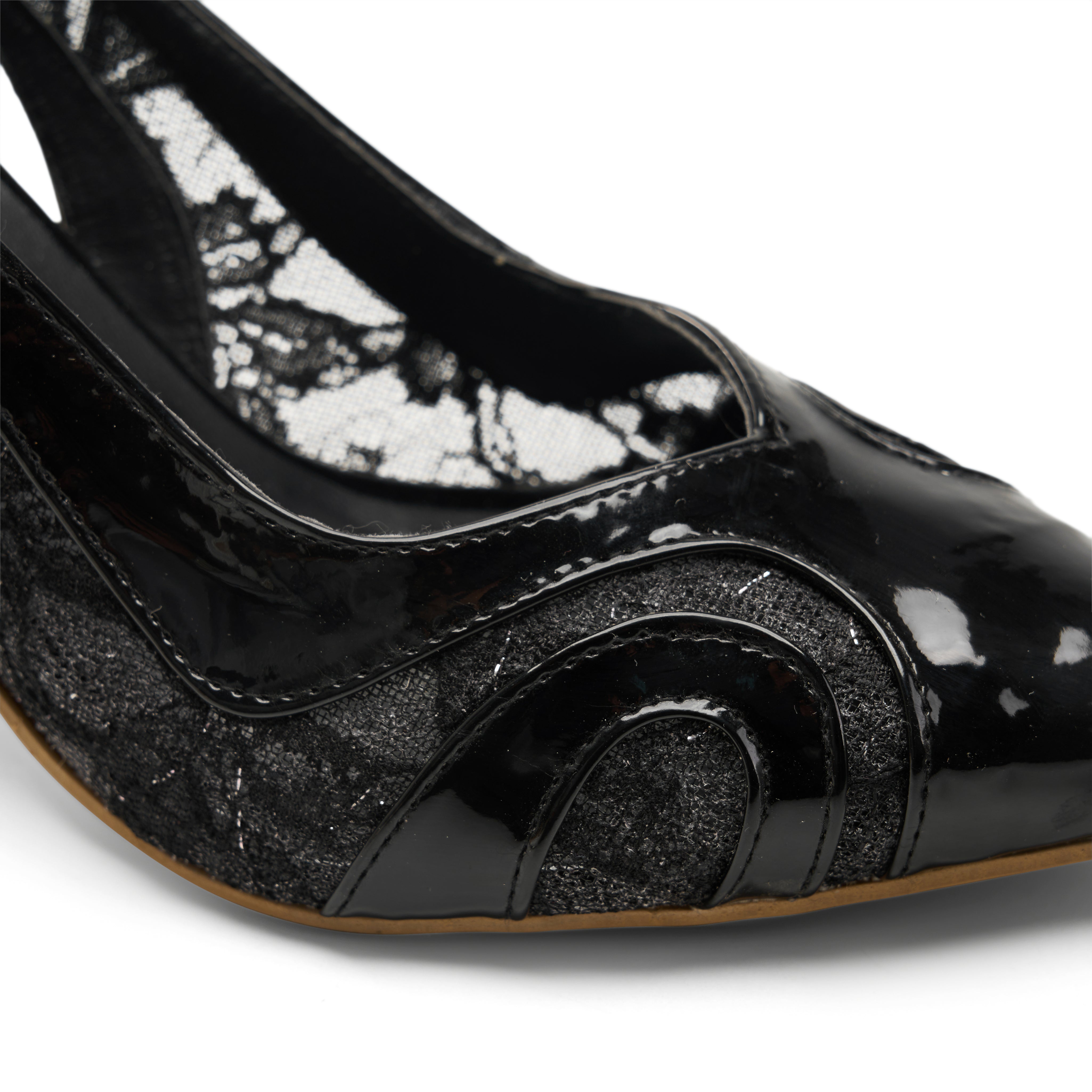 Lace Slingback Heels - Black