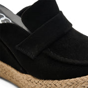 Suede Espadrille Mules - Black