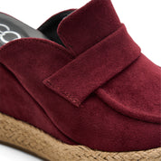Suede Espadrille Mules - Maroon