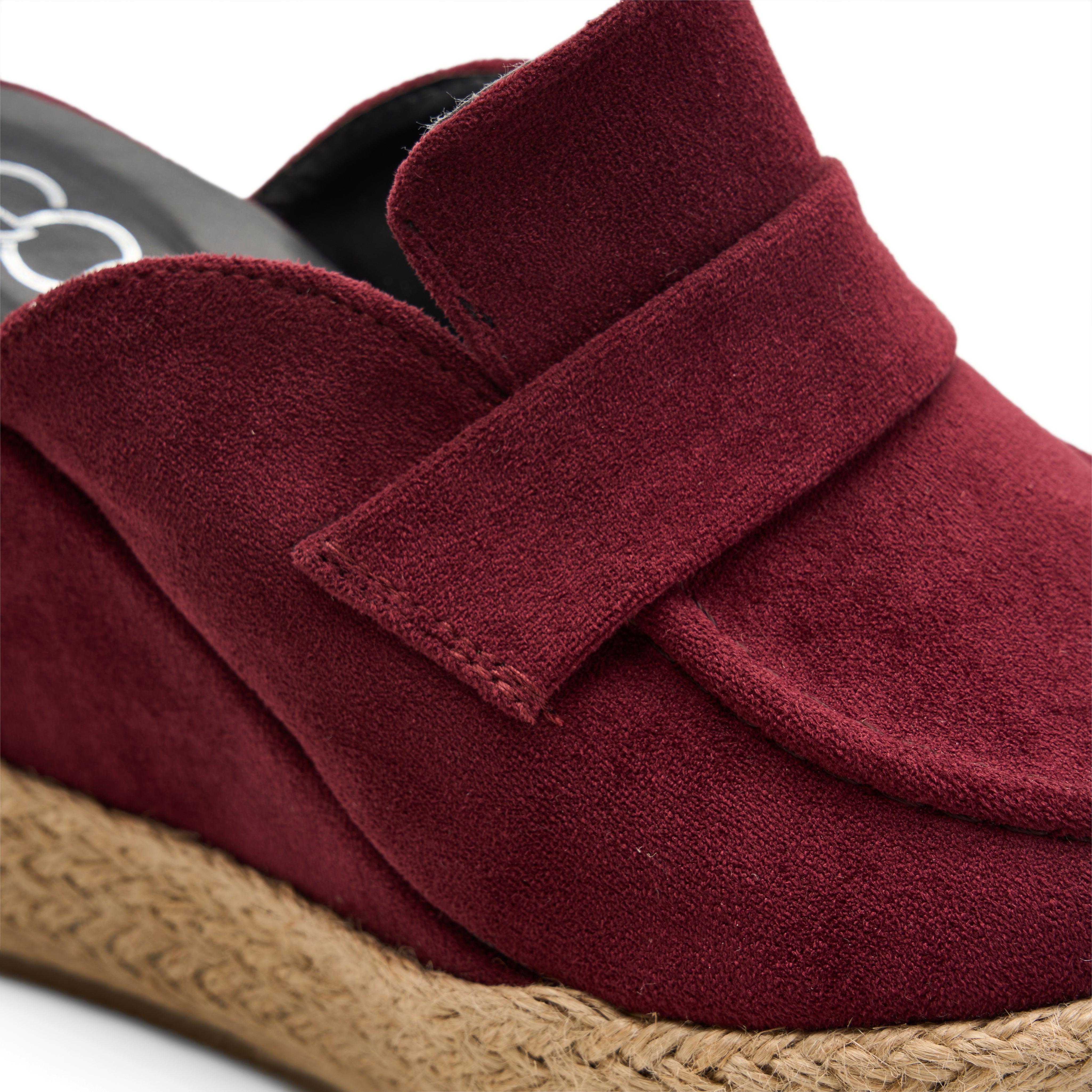 Suede Espadrille Mules - Maroon