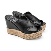 Metallic Espadrille Wedges - black