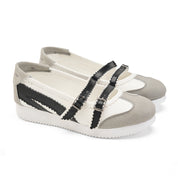 Multi-Strap Buckle Flats - White