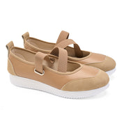 Criss-Cross Elastic Flats - Cafe